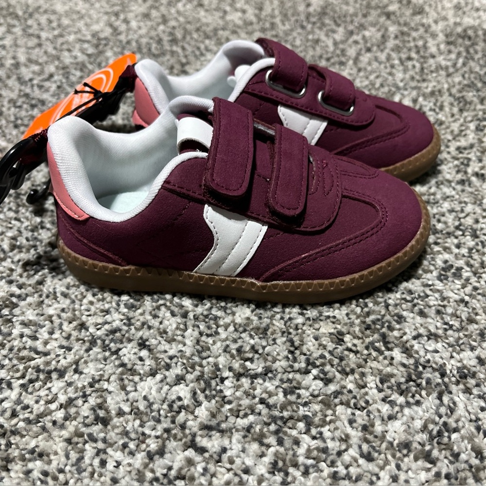 Wonder Nation Toddler Maroon Burgundy Sneakers with Hook & Loop Straps Size 7